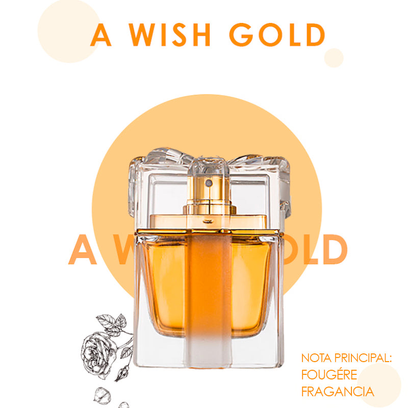 Perfume A Wish Oro 100ml Oriental Frutal, Fragancia Femenina, Atractivo para el Sexo Opuesto, Durabilidad, Ideal para Citas y Reuniones