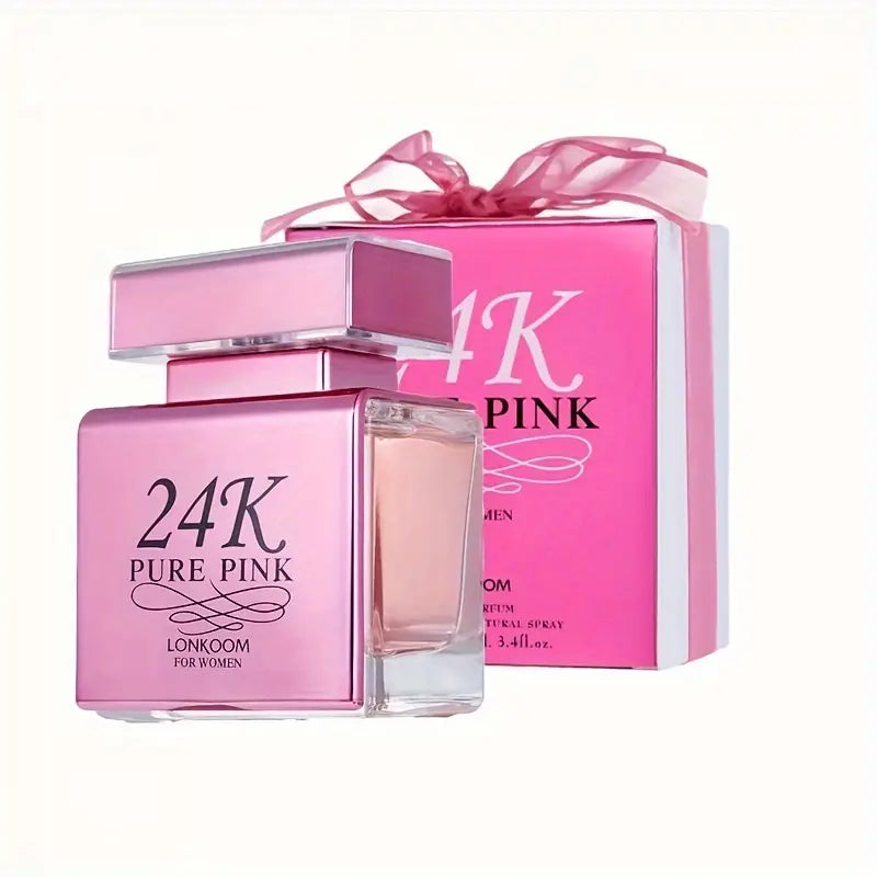 LONKOOM Perfume 24K 100ML Esencia de Rosa El detalle ideal para Navidad, fragancia frutal y floral, femenina, con duración de hasta 24 horas, ideal para atraer al sexo opuesto, citas y reuniones.