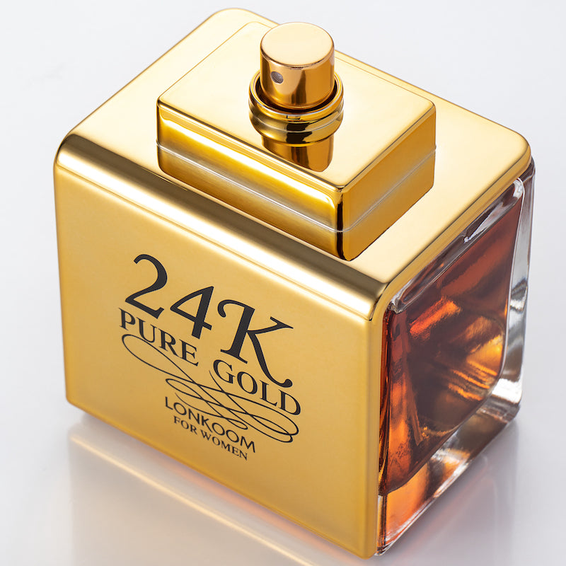 LONKOOM Perfume 24K 100ML Oro El detalle ideal para Navidad, fragancia frutal y floral, unisex, con duración de hasta 24 horas. La mejor opción para el día a día, citas y reuniones.