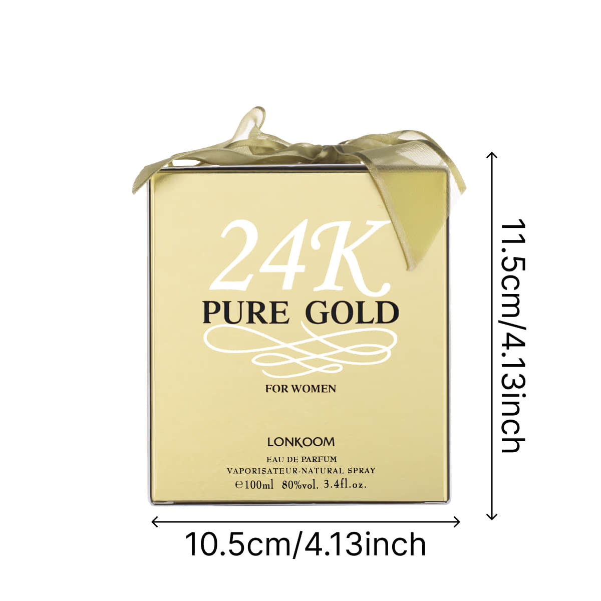 LONKOOM Perfume 24K 100ML Oro El detalle ideal para Navidad, fragancia frutal y floral, unisex, con duración de hasta 24 horas. La mejor opción para el día a día, citas y reuniones.