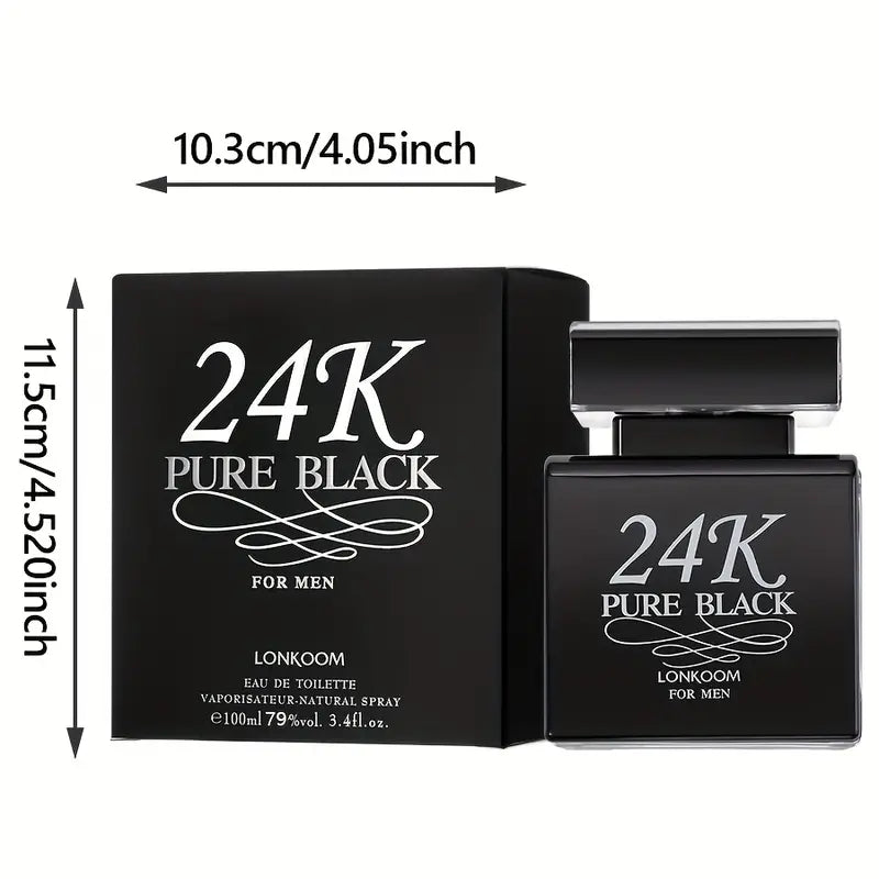 LONKOOM Perfume 24K 100ML Negro Puro El detalle ideal para Navidad, fragancia floral oriental, femenina, con duración de hasta 24 horas, ideal para atraer al sexo opuesto, citas y reuniones.