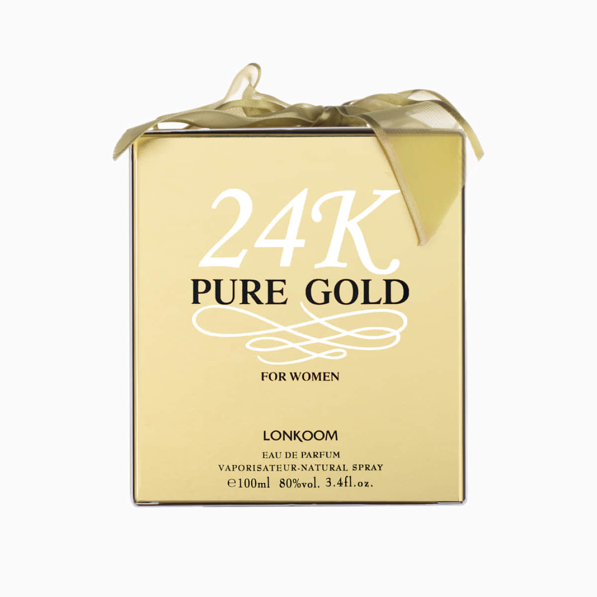 LONKOOM Perfume 24K 100ML Oro El detalle ideal para Navidad, fragancia frutal y floral, unisex, con duración de hasta 24 horas. La mejor opción para el día a día, citas y reuniones.