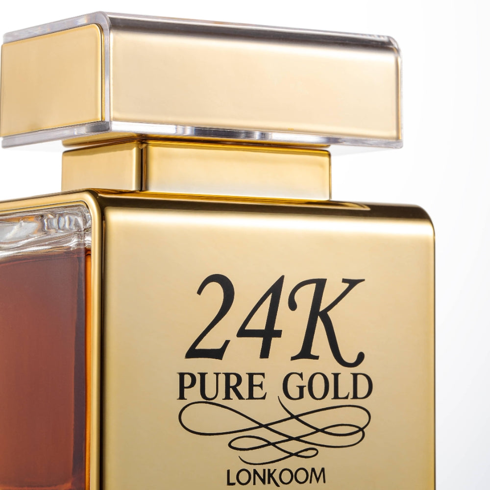 LONKOOM Perfume 24K 100ML Oro El detalle ideal para Navidad, fragancia frutal y floral, unisex, con duración de hasta 24 horas. La mejor opción para el día a día, citas y reuniones.