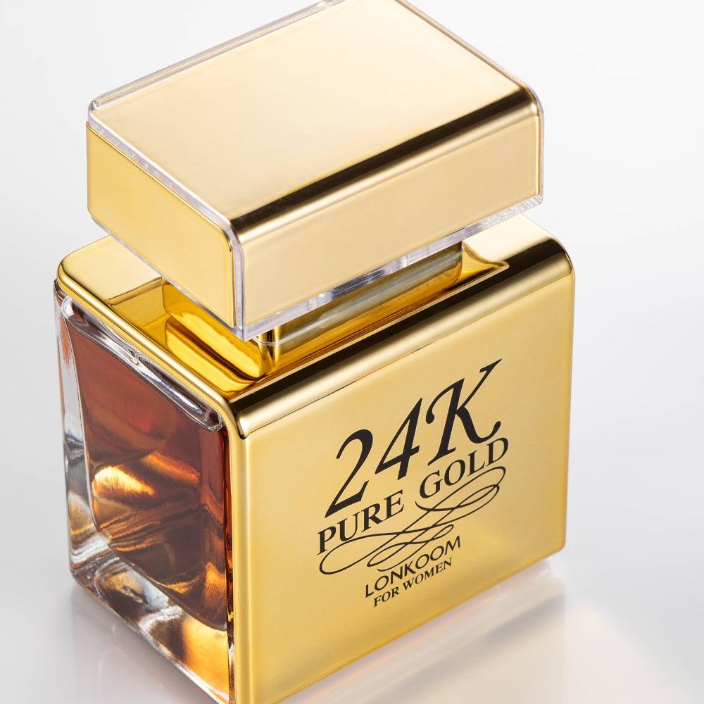 LONKOOM Perfume 24K 100ML Oro El detalle ideal para Navidad, fragancia frutal y floral, unisex, con duración de hasta 24 horas. La mejor opción para el día a día, citas y reuniones.