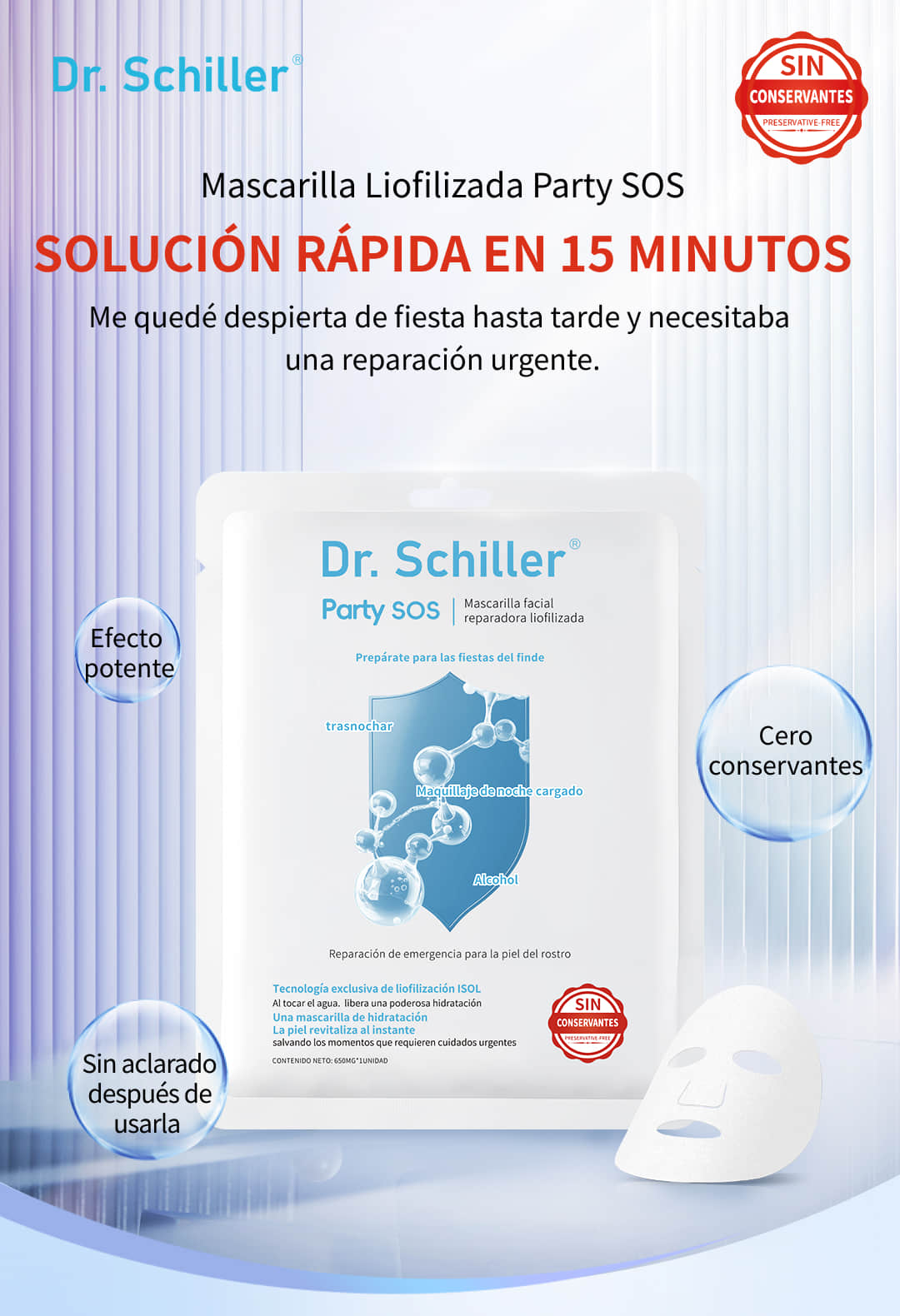 Dr. Schiller Mascarilla Facial Liofilizada "Salva el Viernes" Party SOS